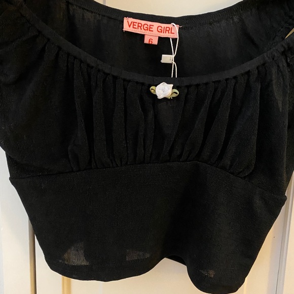 Verge girl black crop top with rouched front - Picture 4 of 4